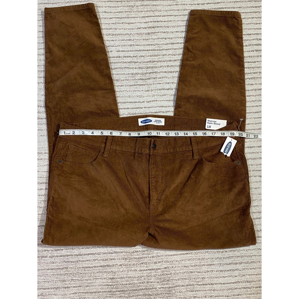 Old Navy Rockstar Super Skinny Corduroy Pants Brown Mid Rise‎ Womens 18 NEW